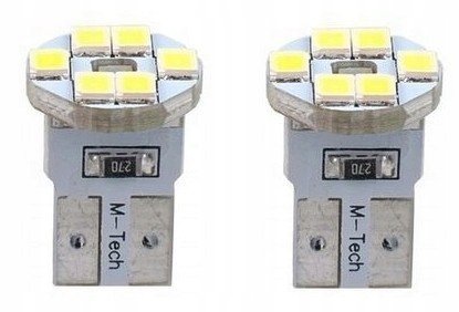 Żarówki ledowe dioda retrofity M-Tech W5W 6xSMD2835 12V Białe 2szt.