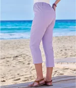 Legginsy - Liliowe spodnie tregginsy 7/8 z twillu ze stretchem Kobieta Atlas For Men - Kolor : Fioletowy - Rozmiar : 52 - miniaturka - grafika 1