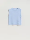 Swetry damskie - Reserved - Kamizelka z domieszką wełny - jasnoniebieski - miniaturka - grafika 1