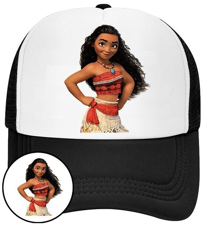Czapka z Daszkiem Moana Czarna z Nadrukiem Na Lato Siatka Bejsbolówka