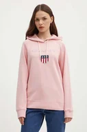 Bluzy damskie - Gant bluza damska kolor różowy z kapturem z aplikacją - miniaturka - grafika 1