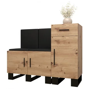 Garderoba komoda szafka na buty z panelami tapicerowanymi meble do przedpokoju na wysokich nogach ARTIN 18 dąb artisan - Meble do przedpokoju - miniaturka - grafika 1