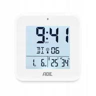 Stacje pogodowe - Zegar Elektroniczny z Termometrem i Higrometrem Ade 8 x 3,5 x 8 cm biały - miniaturka - grafika 1