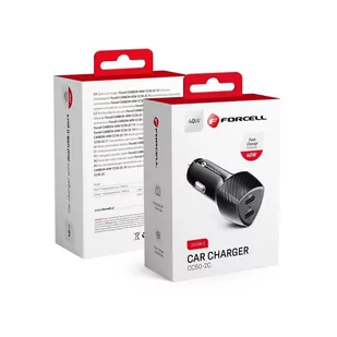 Forcell Carbon Ładowarka Samochodowa Usb-C 3.0 Pd20w + Usb-C 3.0 Pd20w Cc50-2c Czarna (Total 40w) - Ładowarki samochodowe - miniaturka - grafika 1
