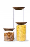 Pojemniki kuchenne - ZESTAW 3 POJEMNIKÓW ZE SZKŁA BOROKRZEM MGHOME 1600/1000/600ML CUCINA AKACJA - miniaturka - grafika 1