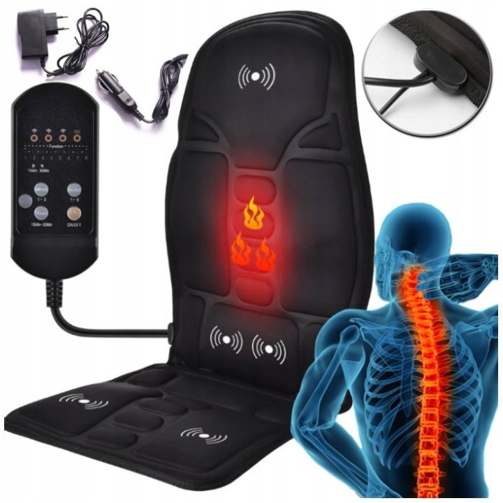 MATA MASUJĄCA GRZEWCZA DO SAMOCHODU BIURA NA FOTEL MASAŻER CIAŁA PLECÓW
