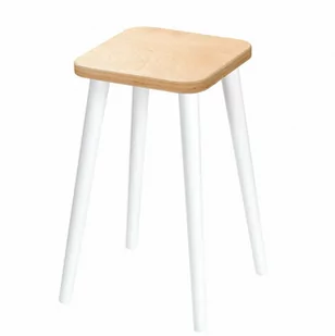 Taboret lub hocker kwadratowy ze sklejki Freakexpo, Wykończenie nogi - Buk - farba biała, Wysokość [cm] - 54, Wymiar siedziska [cm] - 30x30 - Taborety i hokery - miniaturka - grafika 1