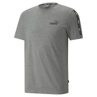 Męska koszulka Essentials+ Tape PUMA Medium Gray Heather - Koszulki sportowe męskie - miniaturka - grafika 1
