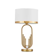 Lampy stojące - Zanetti glamour elegancka lampa stolikowa złota z białym abażurem - miniaturka - grafika 1