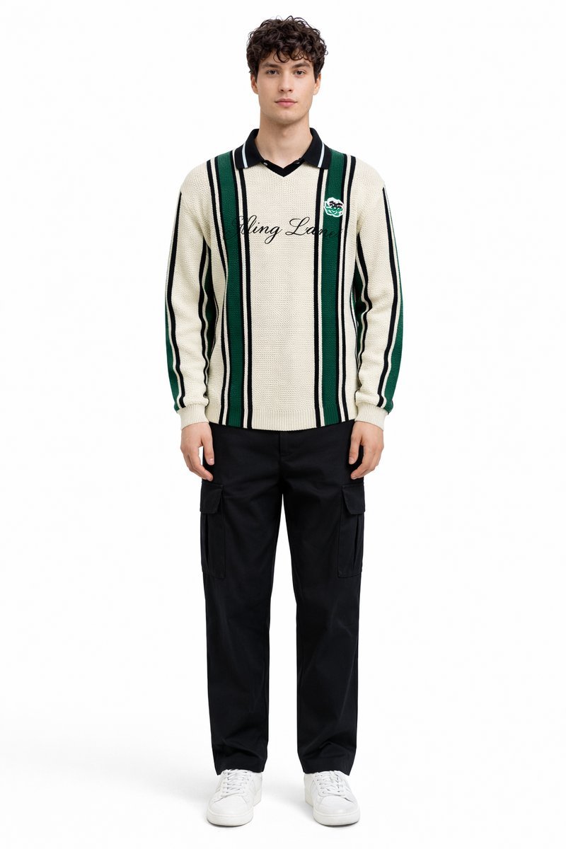 FILLING PIECES SWETER MĘSKI W PASKI WIELOKOLOROWY M I2B