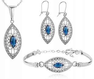 SREBRNY KOMPLET BIŻUTERII Z GRANATOWYMI CYRKONIAMI - Zestawy biżuterii dla kobiet - miniaturka - grafika 1