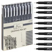 Cienkopisy - CIENKOPISY CZARNE PISAKI MAZAKI KREŚLARSKIE DO SZKICOWANIA ZESTAW 10 szt - miniaturka - grafika 1