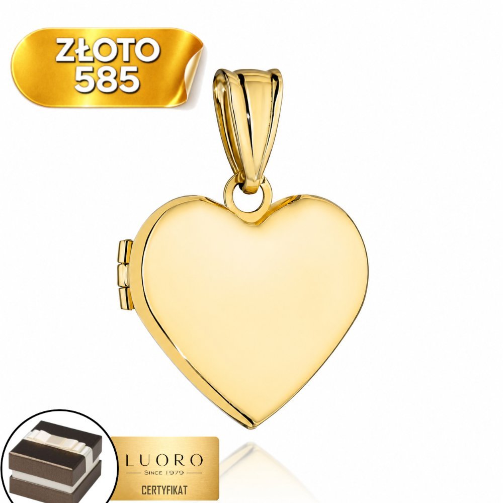 ZAWIESZKA ZŁOTA 585 14K PUZDRO SERCE DUŻE 2,7 CM ELEGANCKA PREZENT