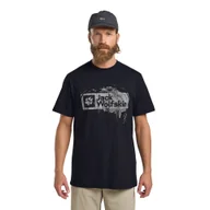 Koszulki męskie - Męska koszulka z krótkim rękawem Jack Wolfskin BRAND T M WOOD dark navy - XXXL - miniaturka - grafika 1