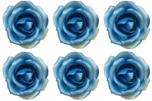 RÓŻA MAŁA sztuczna NIEBIESKA na stroik wiązankę 6szt dekoracja bukiet serce - Sztuczne kwiaty - miniaturka - grafika 1