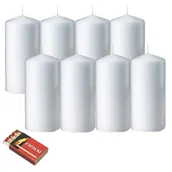 Świece - ŚWIECA ŚWIECZKI ZESTAW ŚWIEC 8X ŚWIECE BIAŁE WESELE CHRZEST ŚWIECZKA 10CM - miniaturka - grafika 1