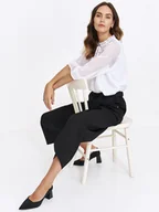 Spodnie damskie - Czarne spodnie culotte - miniaturka - grafika 1