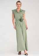 Kombinezony - Kombinezon szerokie nogawki Kombinezon damski letni Zielony M1190 S/M - miniaturka - grafika 1