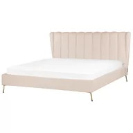 Łóżka - Łóżko welurowe 180 x 200 cm z portem USB beżowe MIRIBEL - miniaturka - grafika 1