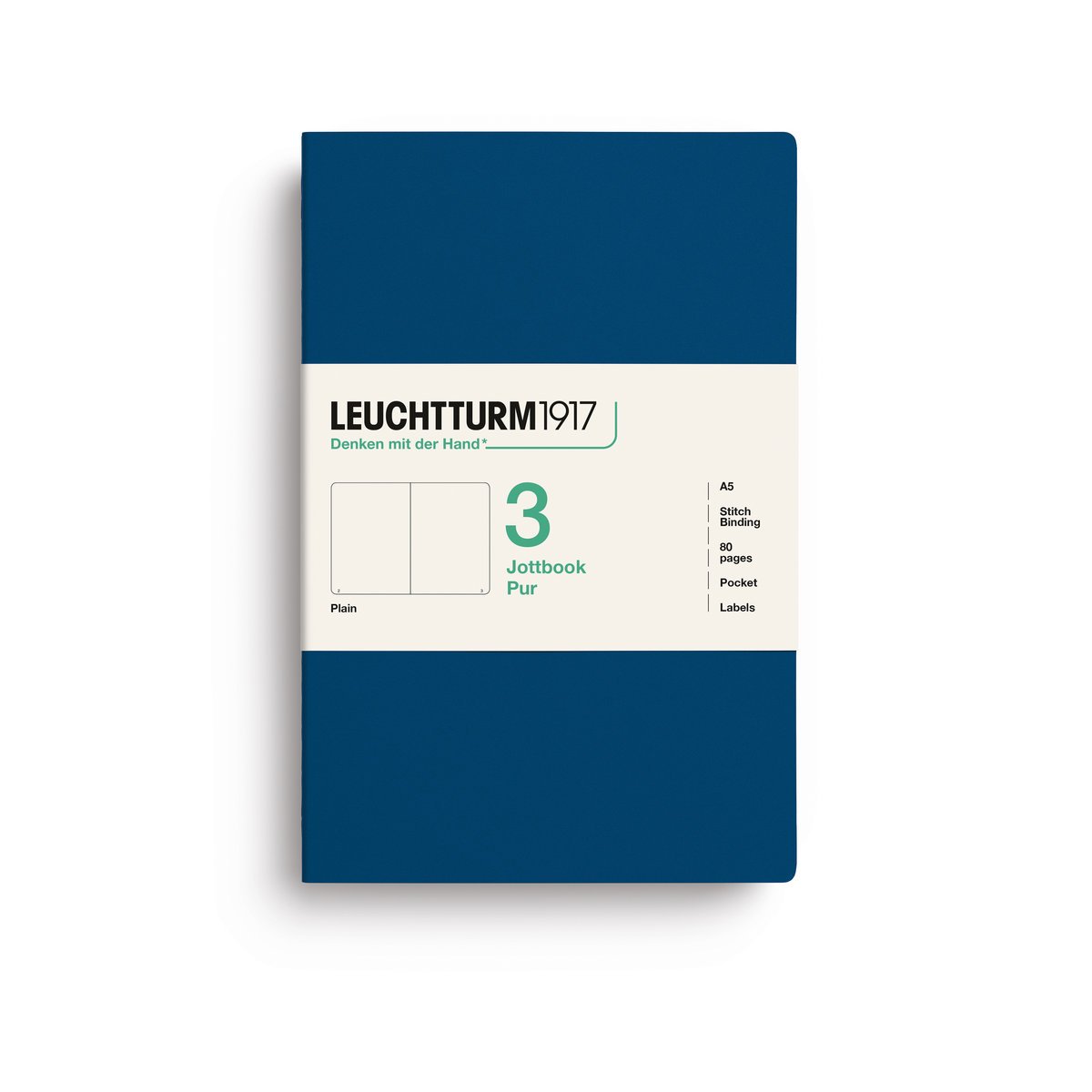 Zestaw 3 zeszytów Leuchtturm1917 Jottbook A5, gładki, Indigo
