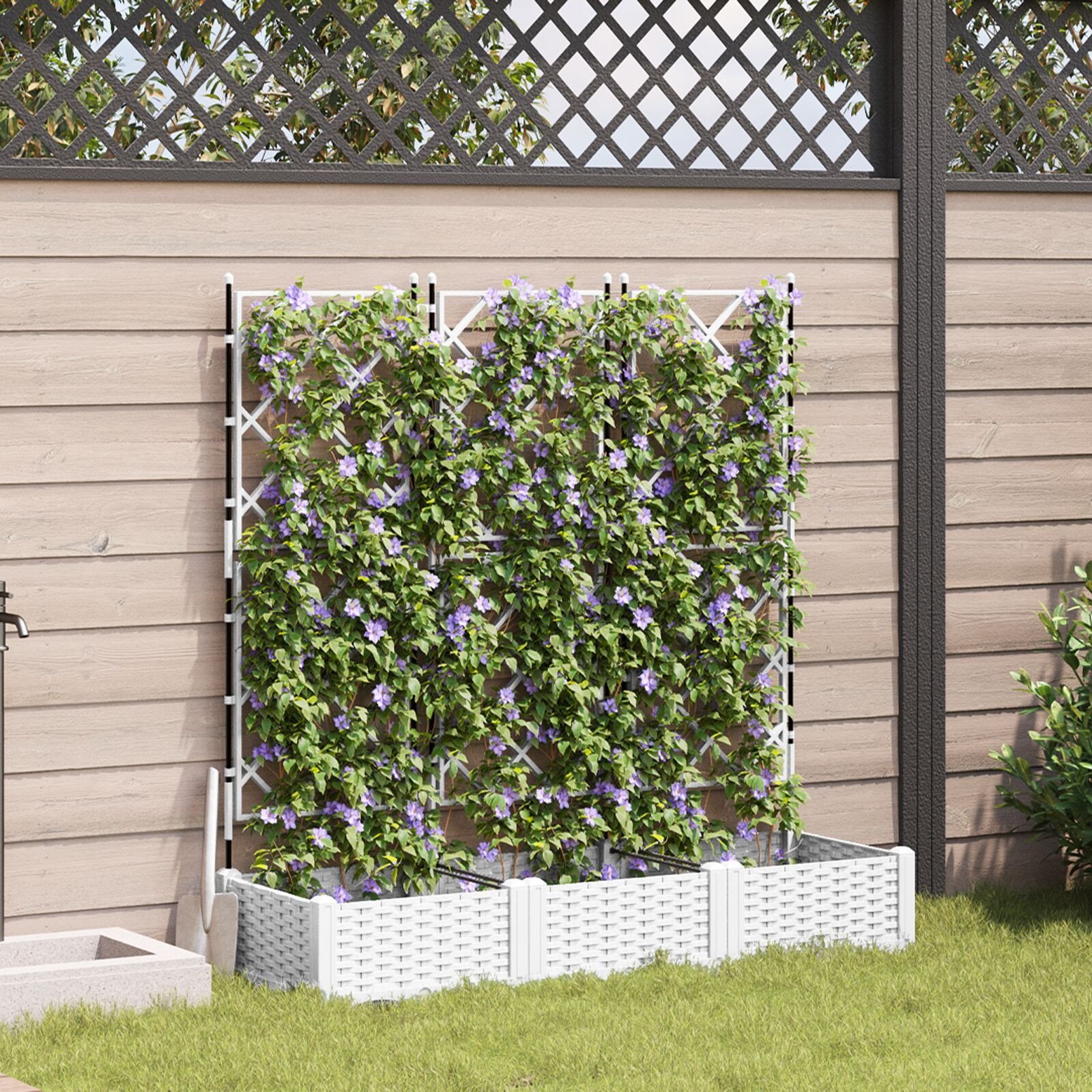 vidaXL Skrzynki ogrodowe Biała Plastik 120 x 40 x 125,5 cm