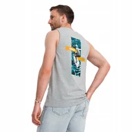 Koszulki męskie - Bawełniany tank top męski z nadrukiem szary melanż V3 OM-TSTT-0191 M - miniaturka - grafika 1