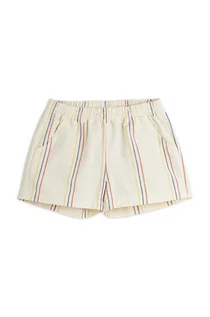 Spodnie i spodenki dla dziewczynek - Mini Rodini szorty z domieszką lnu dziecięce kolor biały wzorzyste - grafika 1