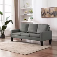 Sofy i kanapy - vidaXL 3-osobowa sofa, szara, sztuczna skóra - miniaturka - grafika 1