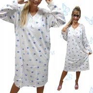 Bielizna nocna - KOSZULA NOCNA BASII ROZPINANA BAWEŁNA długi rękaw prezent 46 48 3xl 4xl - miniaturka - grafika 1