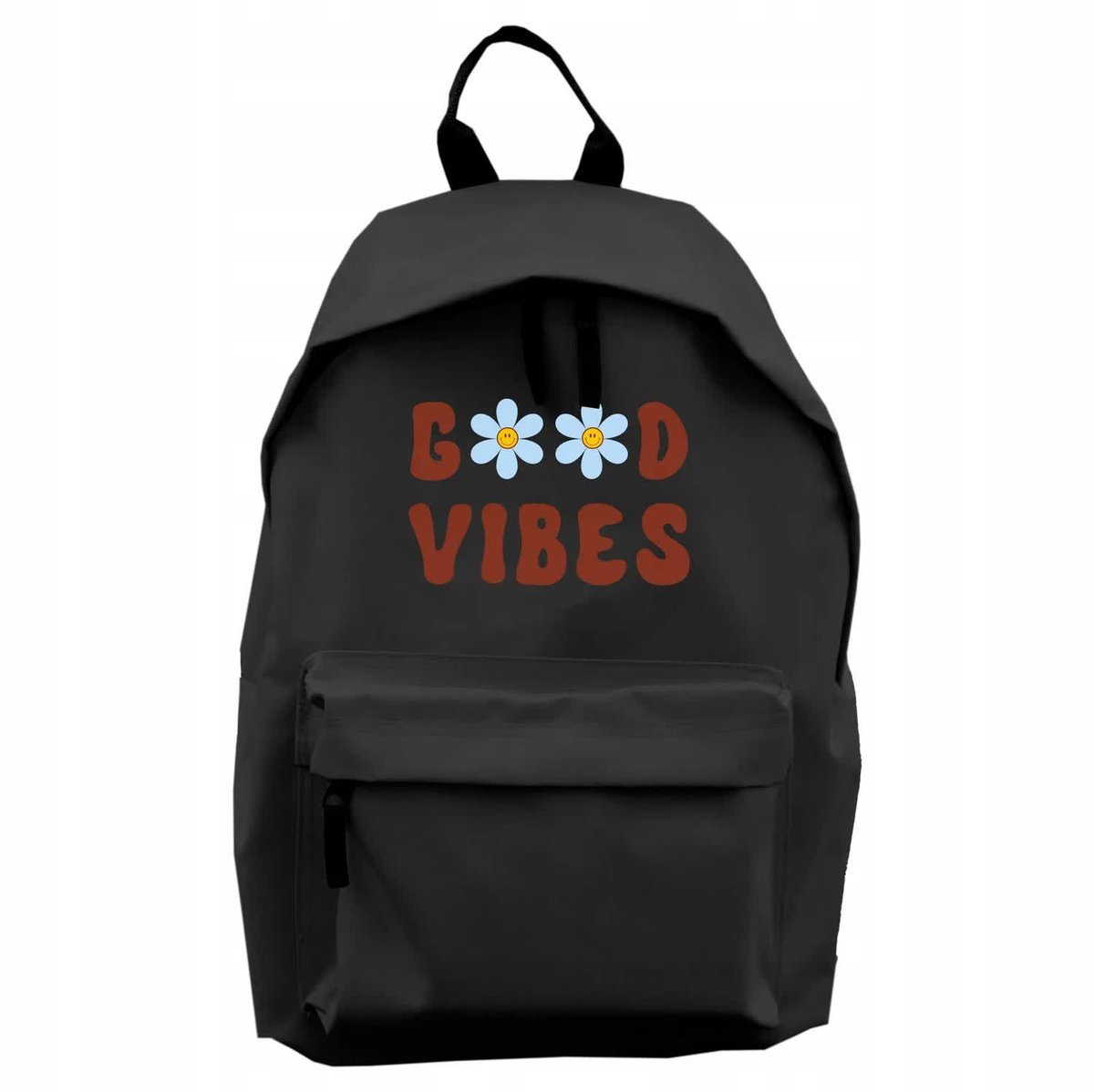 PLECAK MŁODZIEŻOWY SZKOLNY DO SZKOŁY CZARNY NA PREZENT GOOD VIBES WZORY