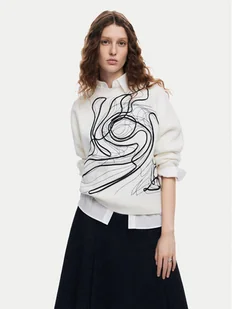 Desigual Sweter Montpellier Lacroix 24WWJF55 Biały Loose Fit - Swetry damskie - miniaturka - grafika 1