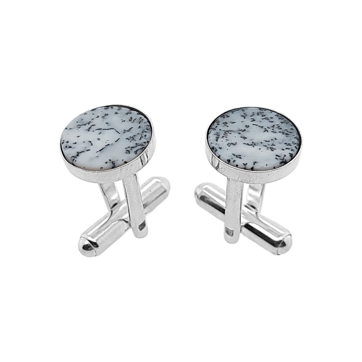 Spinki do mankietów Agat Dendrytowy Ø12 (S1417) Srebro [925]