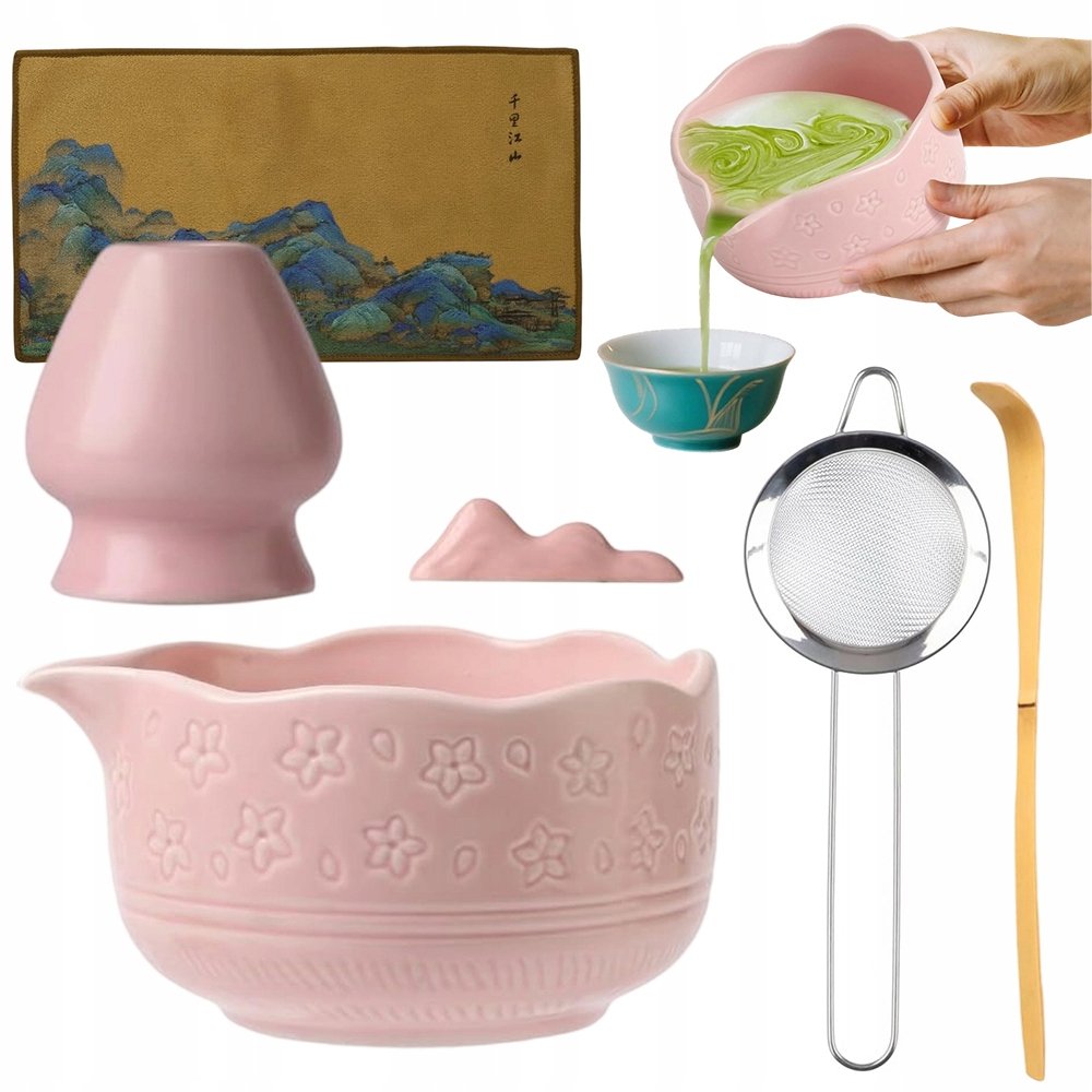 Zestaw Do Matchy 7W1 Ceramiczny Czarka Miotełka Łyżeczka Do Herbaty Matcha