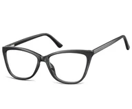 Okulary korekcyjne, oprawki, szkła - Okulary oprawki optyczne zerówki korekcyjne kocie oczy Sunoptic CP115 czarne - miniaturka - grafika 1