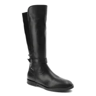 Kozaki damskie - Czarne Kozaki Damskie Tommy Hilfiger Eleganckie Skórzane Buty - miniaturka - grafika 1