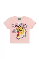 Koszulki dla dziewczynek - Kenzo Kids t-shirt bawełniany dziecięcy kolor różowy z nadrukiem - Kenzo kids - miniaturka - grafika 1