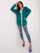 Swetry damskie - Kardigan rozpinany zielony casual dekolt w kształcie V rękaw długi - miniaturka - grafika 1