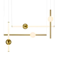 Lampy sufitowe - Złota lampa wisząca O-Line S-4 LED o efektownym designie - miniaturka - grafika 1