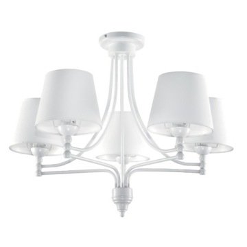 Lampa Sufitowa Wisząca Żyrandol Retro Do Salonu Biały Abażur Led 5xE27
