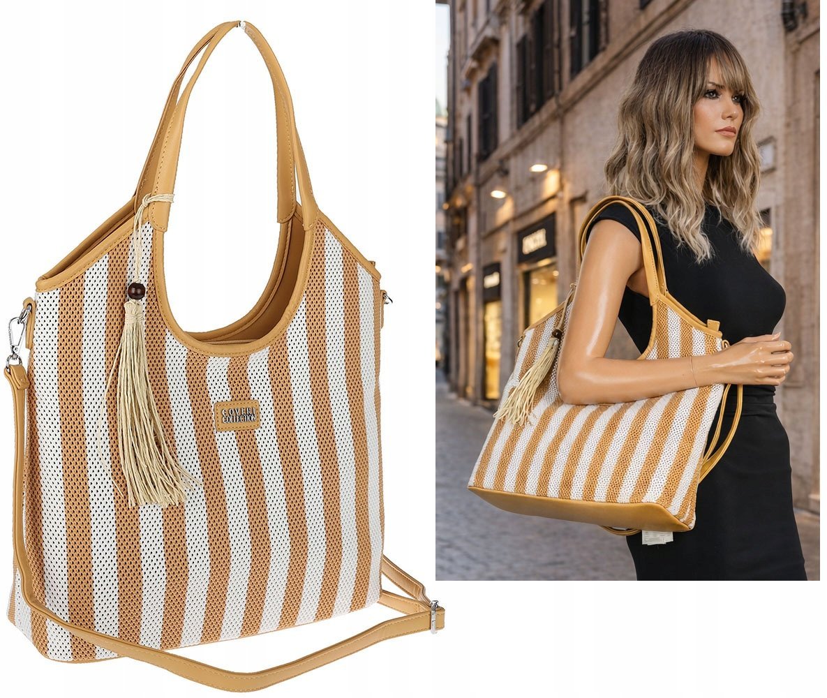 Torebka Damska Worek Shopper Torba na Ramię duża pajemna CC6732 Żółta