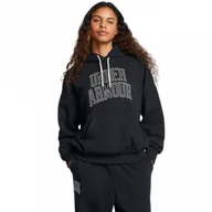Bluzy damskie - Damska bluza dresowa nierozpinana z kapturem Under Armour UA Icon Hwt Terry Os Hdy - czarna - miniaturka - grafika 1