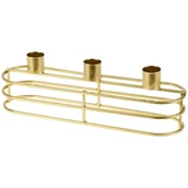 Świeczniki - Świecznik Podstawka Na Świeczki Świeczkę Stojak Potrójny Metalowy Złoty 30X8 Cm - miniaturka - grafika 1