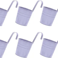 Donice - 6 metalowych wiszących doniczek 10 cm, mała wisząca doniczka do wewnątrz i na zewnątrz na balkonie - z odpinanymi haczykami - fioletowa - miniaturka - grafika 1