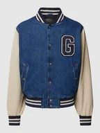 Kurtki męskie - Kurtka baseballowa z imitacji denimu model ‘DENIM VARSITY’ - miniaturka - grafika 1