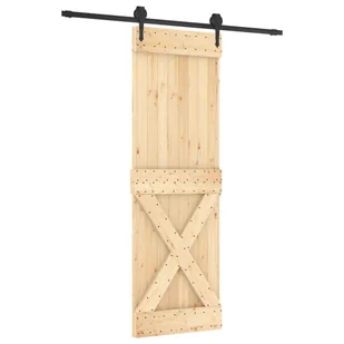 Drzwi przesuwne z osprzętem, 70x210 cm, lite drewno sosnowe 8721012082625 - Drzwi wewnętrzne - miniaturka - grafika 3