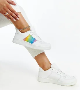 Białe sneakersy z kolorem na platformie Asmarina-38 - Sneakersy damskie - miniaturka - grafika 1