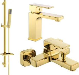 Mexen Cetus DQ77 zestaw wannowy, złoty - 744303DQ77-50 - Zestawy baterii łazienkowych - miniaturka - grafika 1