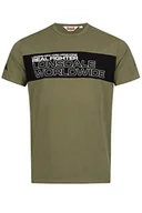 Koszulki męskie - Lonsdale Koszulka męska o regularnym kroju OTTERSTON, oliwkowy/czarny/biały, 3XL - miniaturka - grafika 1