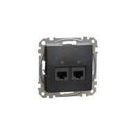 Gniazdka elektryczne - Sedna Design & Elements, gniazdo komputerowe 2xRJ45 kat.5e UTP, czarny antracyt, SCHNEIDER - miniaturka - grafika 1