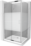 Kabiny prysznicowe - Mexen Apia kabina prysznicowa rozsuwana 130x70 cm, pasy, chrom + brodzik Flat - 840-130-070-01-20-4010 - miniaturka - grafika 1
